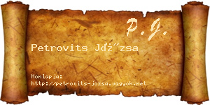 Petrovits Józsa névjegykártya